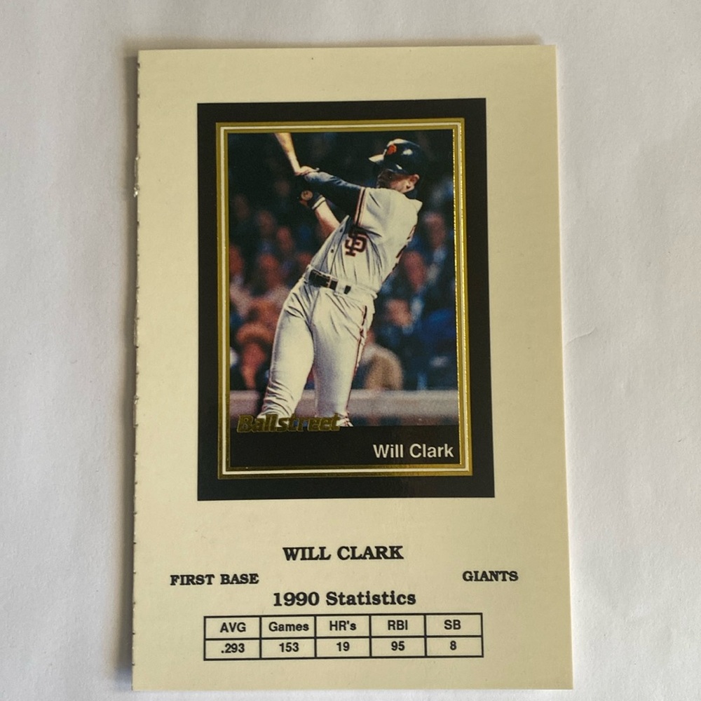 1991 Ballstreet Magazine Cards Will Clark Giants #9 (MISC12)